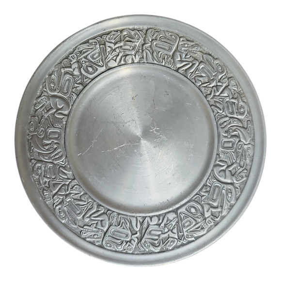 Vintage Boma Pewter Plate: Haida First Nations Design 7.5 Inch Platter
